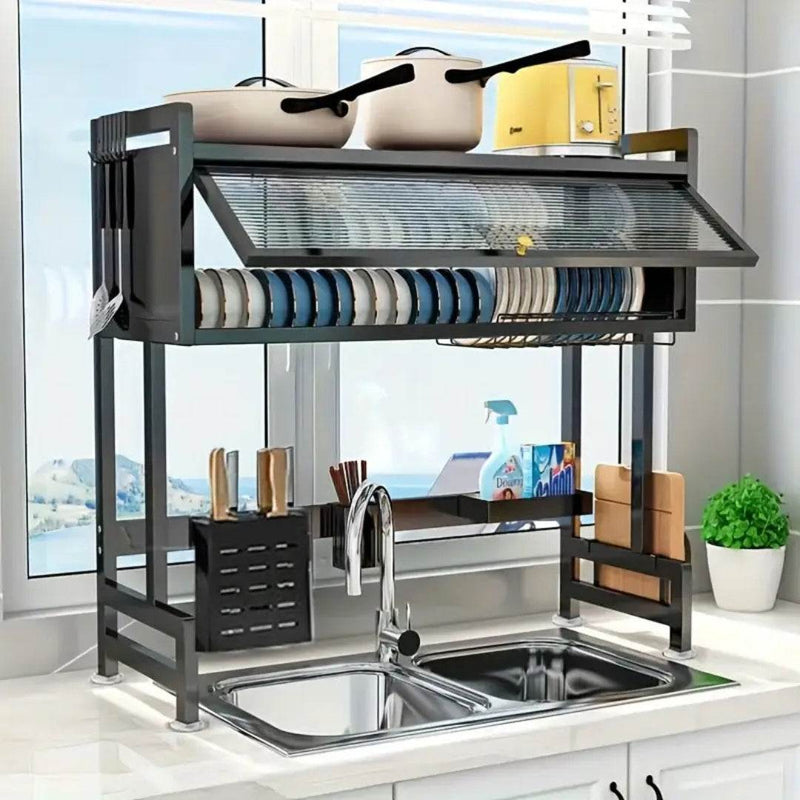 Hogar Platera con Vitrina | Organizador de Cocina de Acero Inoxidable de Tendeli- Ecuador en