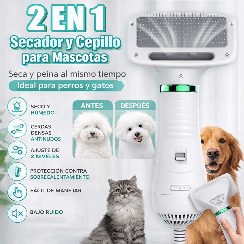 Mascotas Cepillo Secador 2 en 1 Gato Perro de Tendeli- Ecuador en