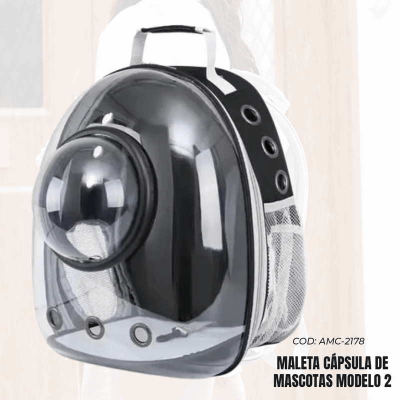 Mascotas Maleta Cápsula Transparente para Mascotas | Mochila + Hombro + Mano | Perros y Gatos | Ecuador de Tendeli Ecuador en